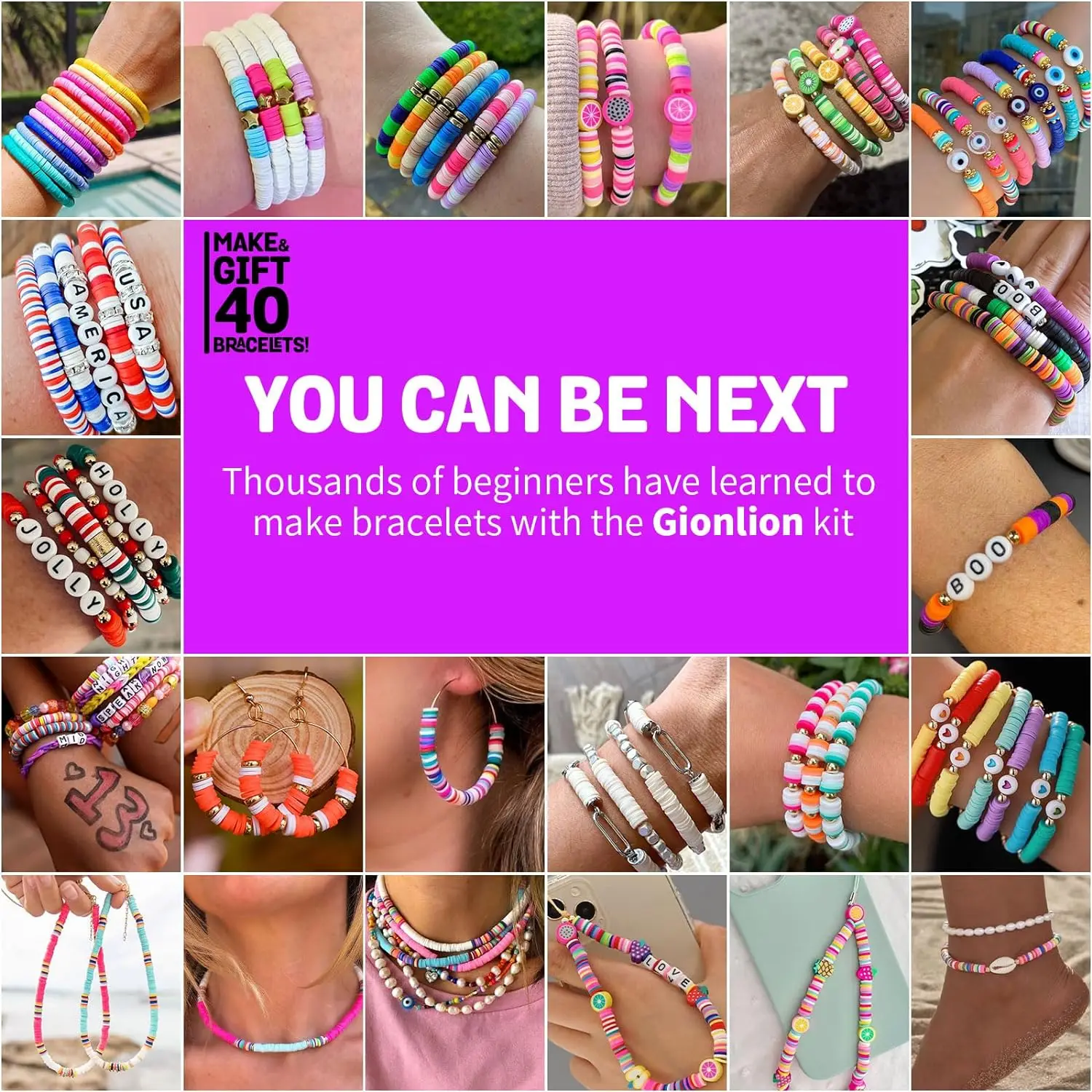 Amazo Hot Sale DIY Clay Beads Bracelet Making Kit for Kids Teen Girls Adults ,TLX0022