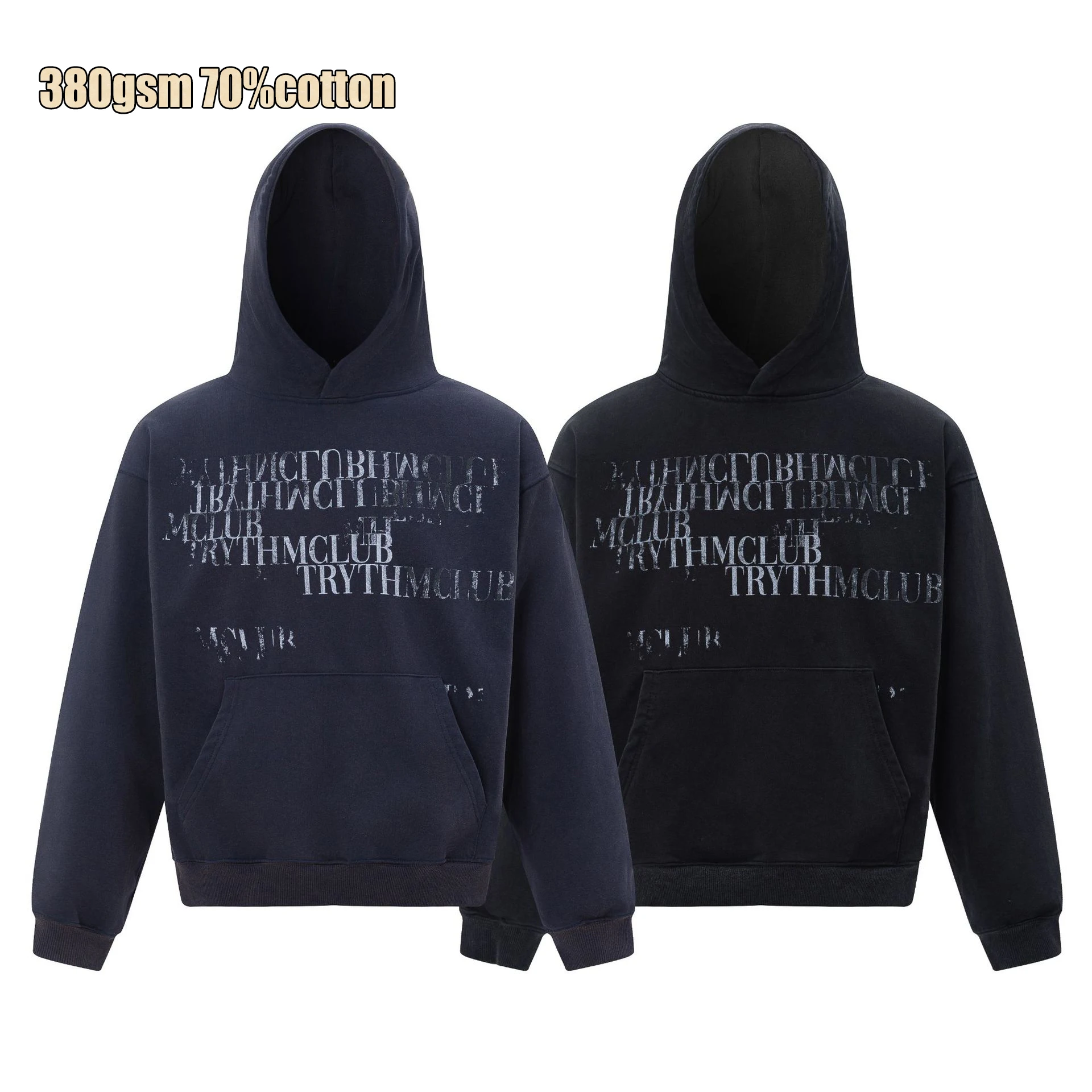 380gsm screen print bleached chenille patch animal digital print colorblock custom polyester unisex baggy hoodie