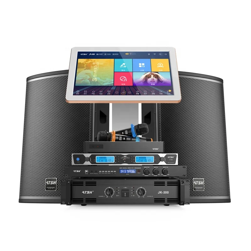 ATSH OK-9 Chinese factory wholesale ktv audio set mobile phone and voice on-demand 10 inch  karaoke system speaker