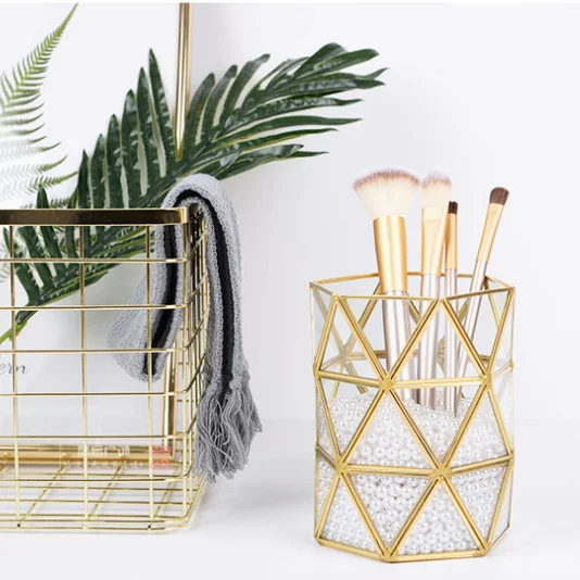 
Decorative penholder Storage Holders Gold Jewelry box Golden decorative vase Desktop Organizer 