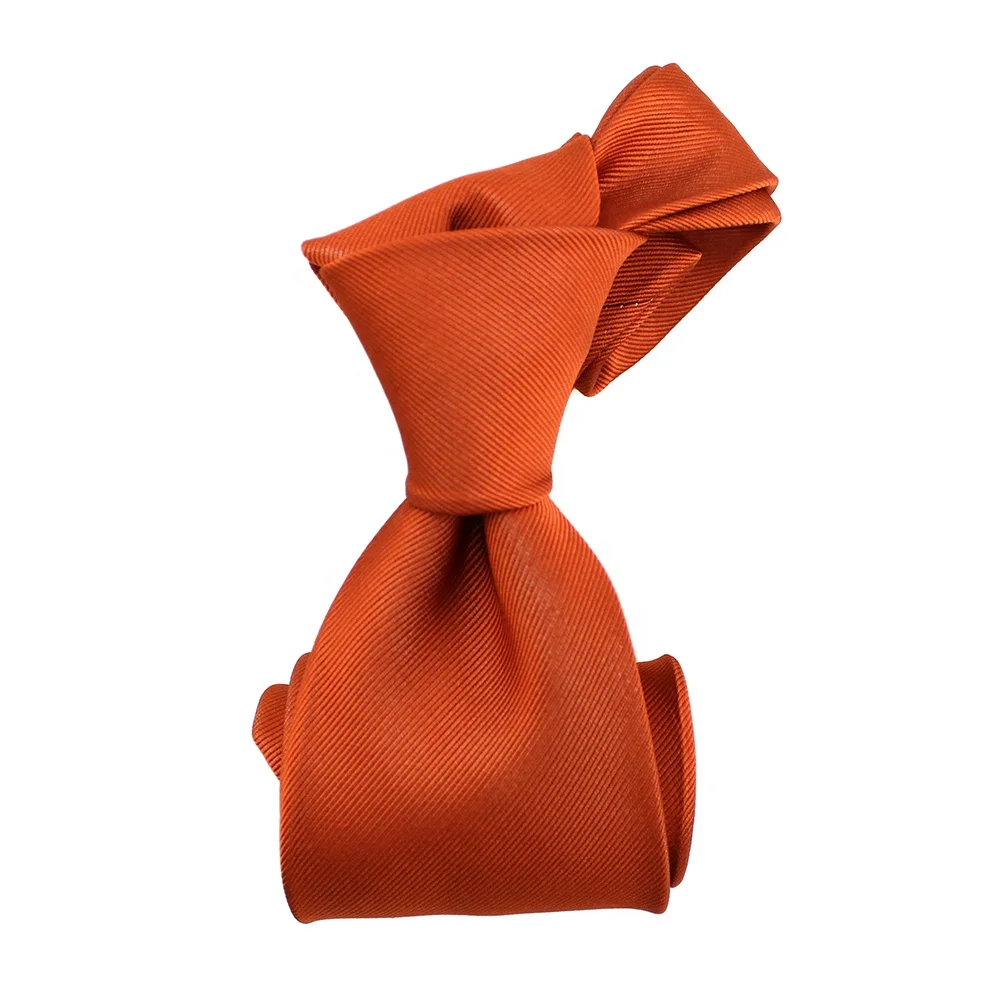 China Suppliers Wholesale Handmade Men Business Fashion Solid Color Necktie Exquisite Grosgrain 100% Silk Woven Burnt Orange Tie