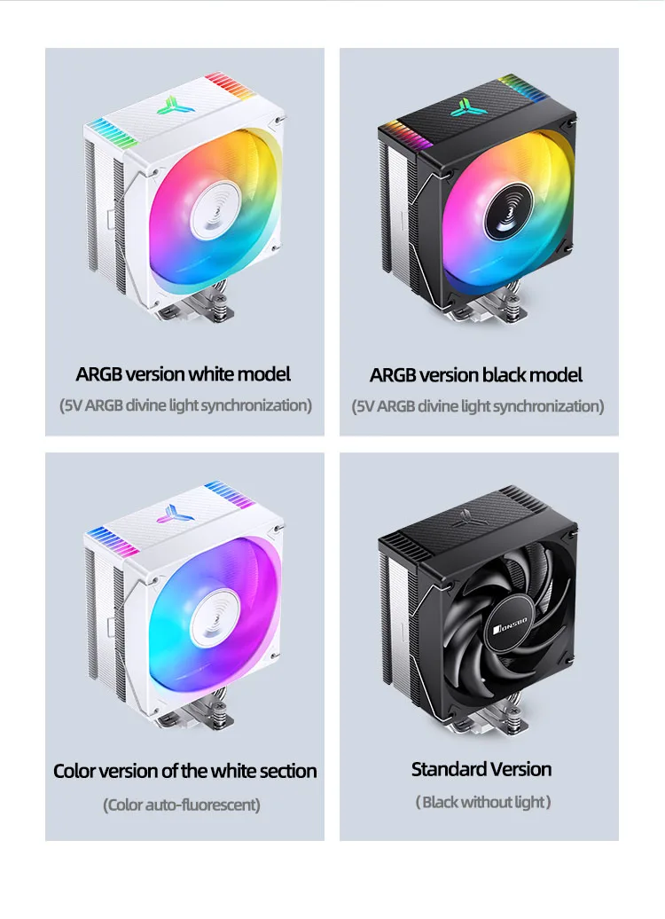 Intel 775 1155 1156 AMD CPU Cooler Jonsbo CR1000 4 Heatpipes 120mm LED RGB 4Pin PWM Cooling Fan