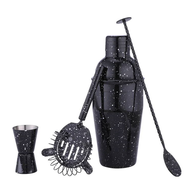 4 шт., коктейльный шейкер из нержавеющей стали с черной краской, 550 мл