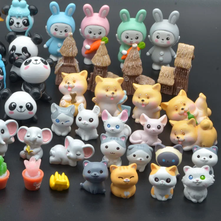 bulk mini white small rabbit figures micro miniature resin figurines bunny manufacturer wholesale bathing animal toys for kids