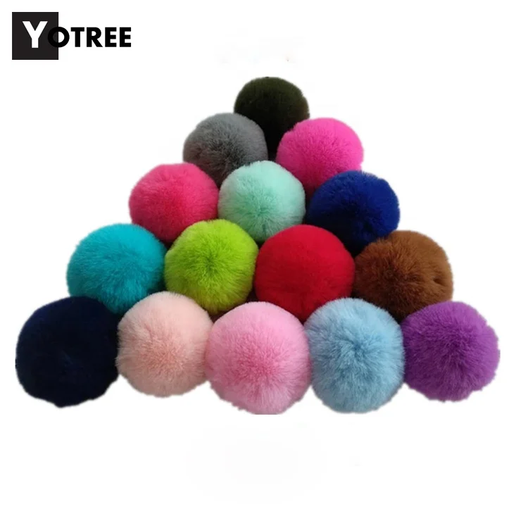 Wholesale Colorful High Similar Fake fox Fluffy Fur Pom Pom Soft Fake Rabbit Fur Pom Poms for Scarf /hat /garment Accessories