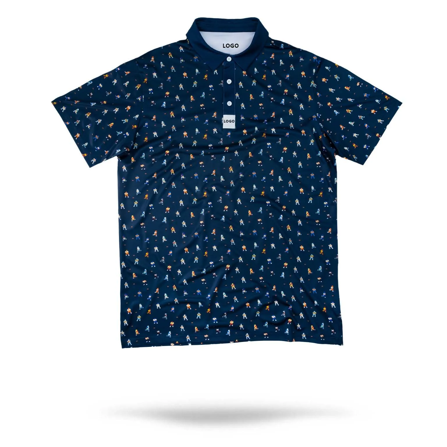 OEM design golf shirts pakistan hot selling quick dry-fit plain retro football pattern print funny golf clothes t shirts in bulk