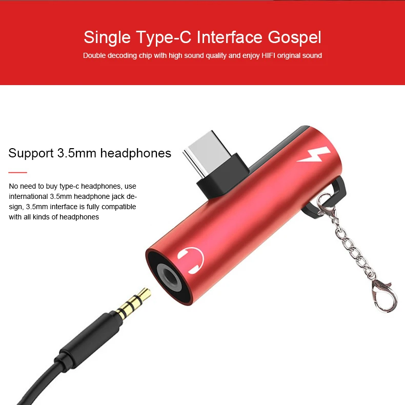2 in 1 Type-c to USB c and 3.5mm earphone Jack