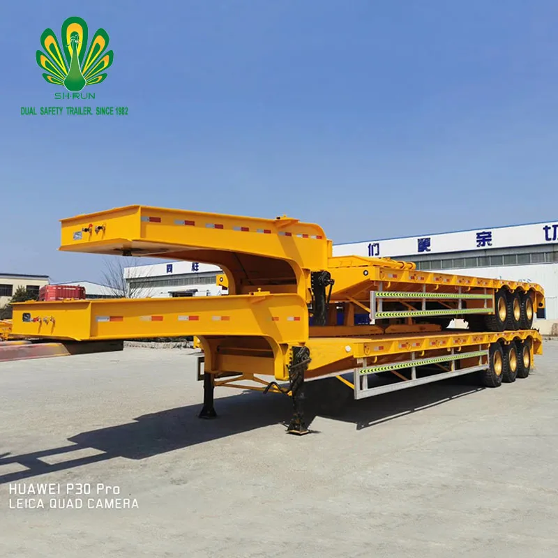 Shengrun Brand Utility Cargo Heavy Machine Load Low Bed Lowbed Truck Trailer