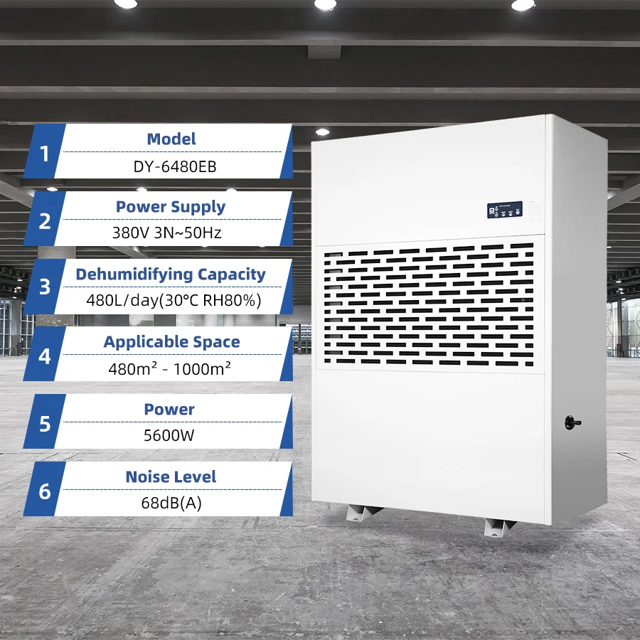 Deye DY-6480EB 480L Large Room air Dry Machine Purifier Commercial Industrial Dehumidifier for Swimming Pool