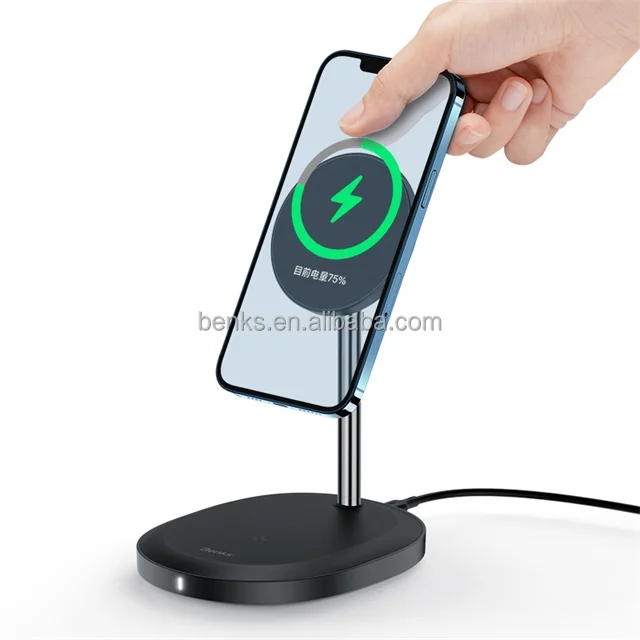 Benks Popular Design 2 In 1 Qi Magnetic 15W Fast Wireless Charger Stand For iP12
