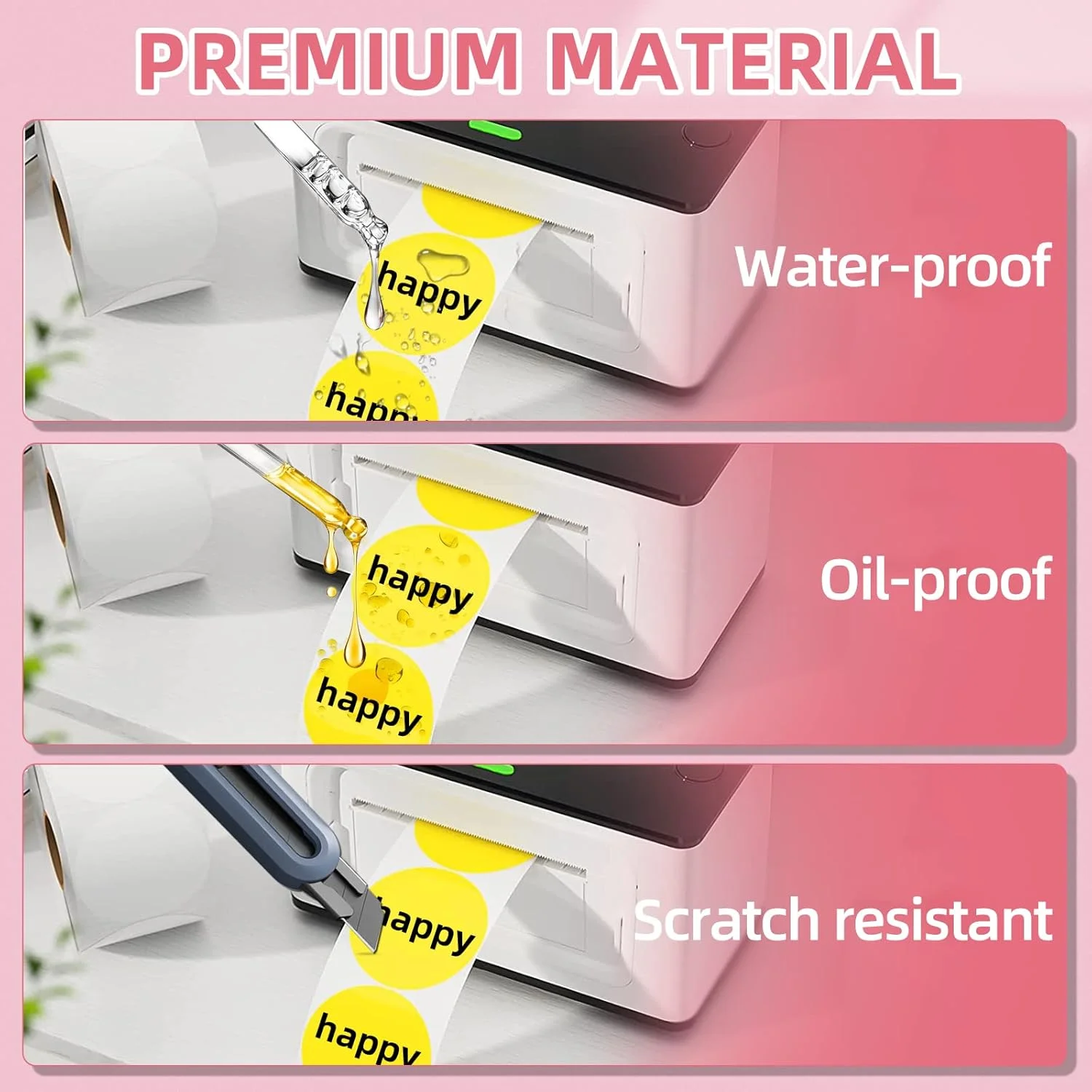 2 Inch Color Circle Thermal Printer Labels Roll,Self Adhesive Round Thermal Sticker Label for DIY Design Name Tags
