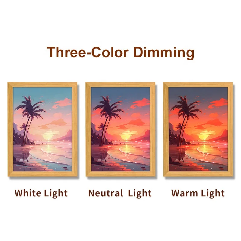 Christmas Gifts LED Wall Art Decor MDF Wooden Framed Paintings for Bedroom Home Decor and Gifting Led light box