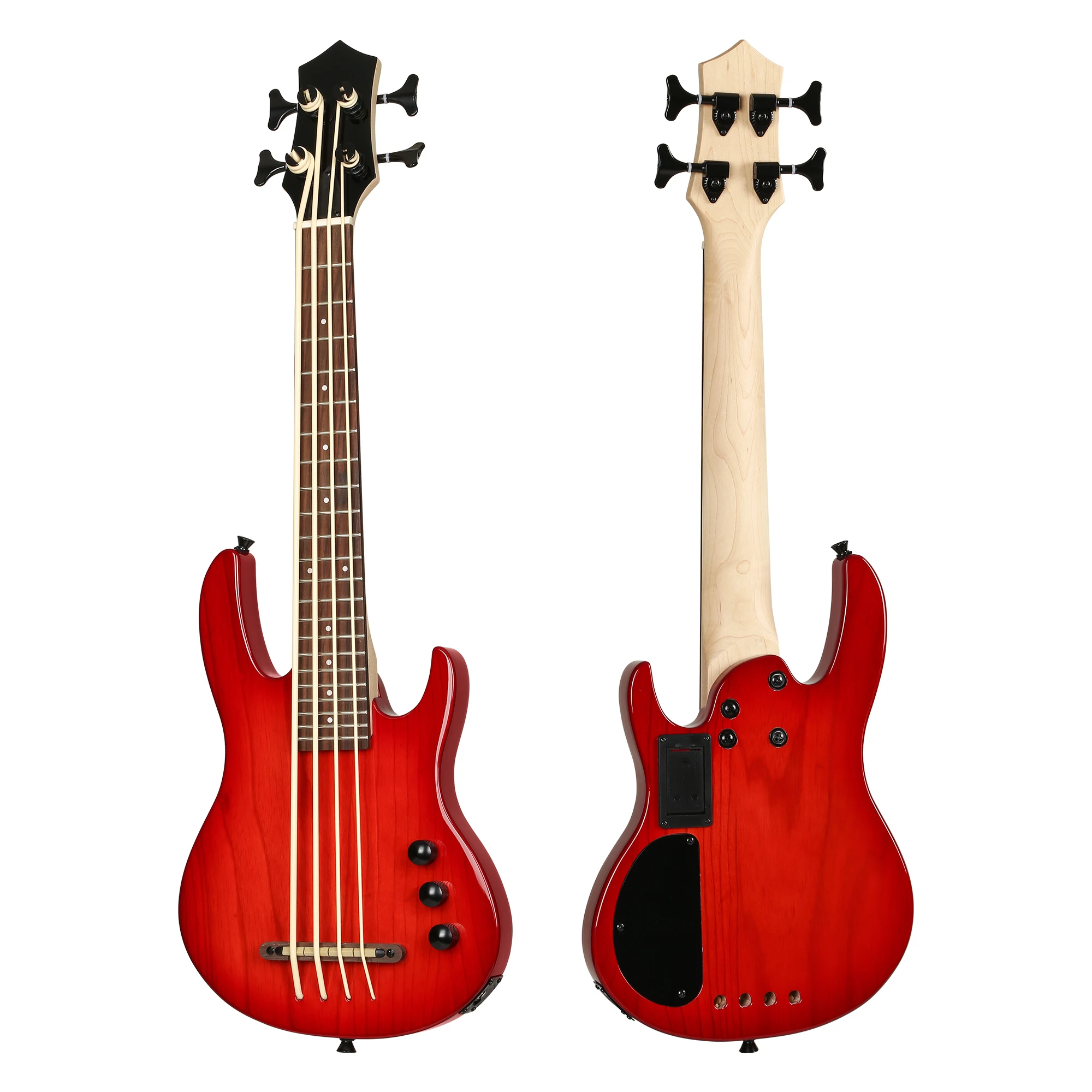MiNi 4 string electric ukulele bass in red color