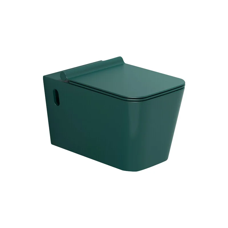 Modern Rimless Concealed Tank Comode Bathroom Easy Cleaning Glaze Matt Black One Piece Square Ceramic Wall Hung Toilets