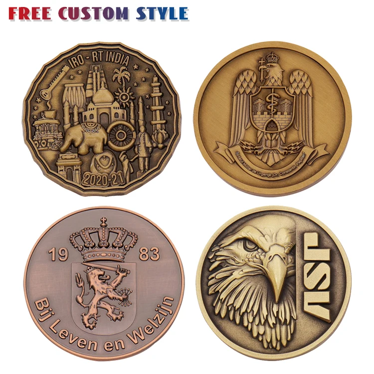 Custom British Collectible Antique Old Metal Challenge Coin 3D Double Sided Gold Dollar Liberty Souvenir Coin Wholesale Maker