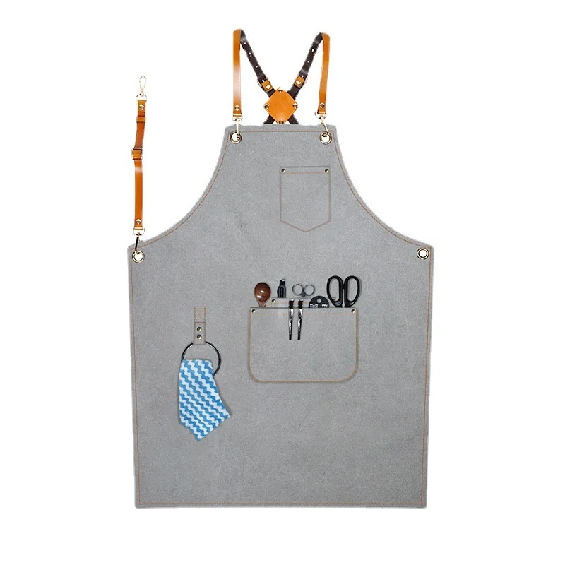 Denim Apron Customer Order Coffee Shop Milk Tea Shop Catering Hair stylist Drawing Thick Canvas Work Apron