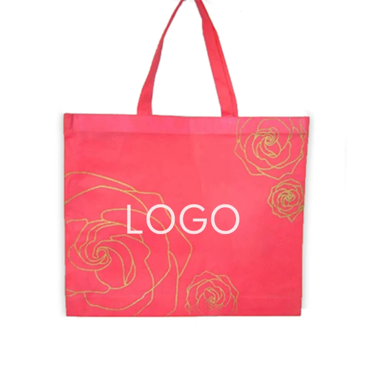 PP nonwoven cloth embossed flower design grocery shopping tote bags  floral printed non woven carry  bag