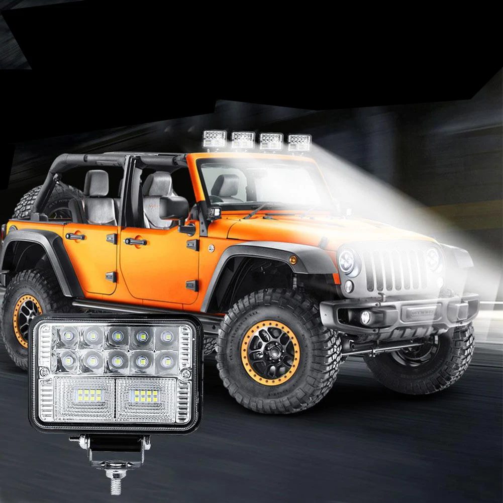High Power 4 Inch 78W LED Work Light 12V 24V Flood Spot Lamp Square 4X4 Light For Off Road Car/Truck SUV Auto Vehicles