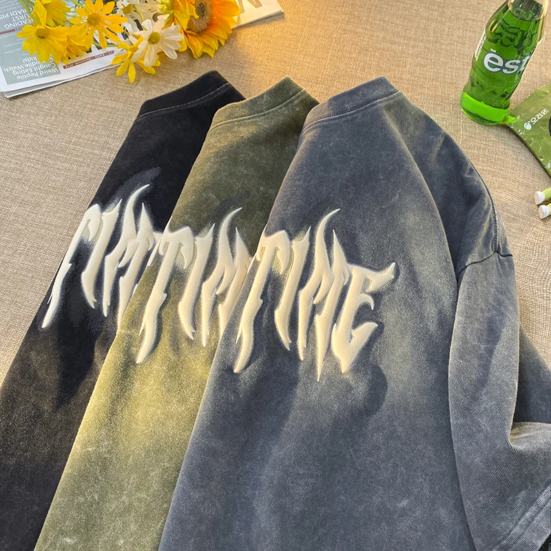 Manufacturer High Quality 100% Cotton Custom Logo Oversized Tshirt 3d Puff Print T Shirt Puff Printing T Shirt