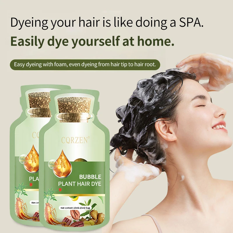 Herbal natural hair dye color semi-permanent shampoo