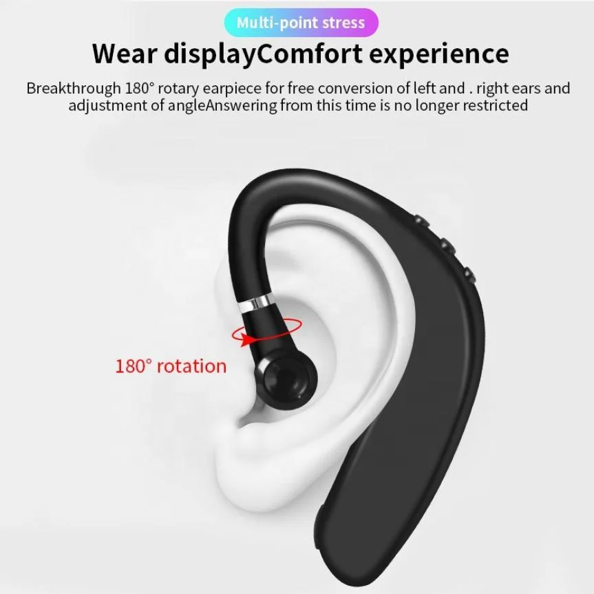 High Quality Weight and Durable Manufacturer Wireless Gamer Single Headset Stereo Ear Hook Hand Free Earphone