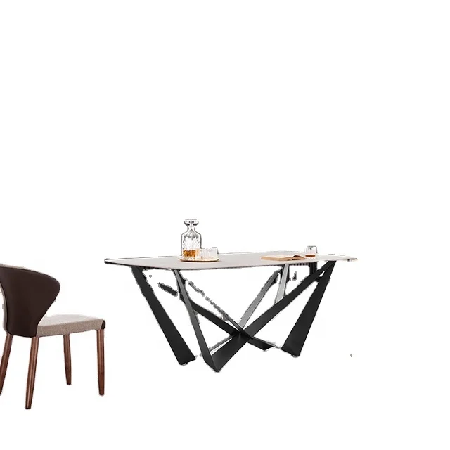 Top Fashion Set Stainless Steel Base 8 Seater Modern Large Wooden Timer Luxury Modern Dining Table And Chair