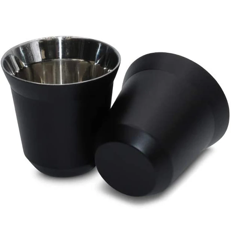 PURPLESEVEN Hot Sales 80ml 2.7oz 160 ml 5.5 oz Double Wall Insulated Espresso Coffee Cup Stainless Steel Espresso Cups Set