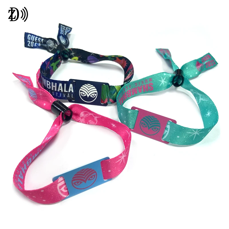 Customized Eco-Friendly Adjustable 13.56MHz NFC Bracelets Qrcode Printable RFID Wristband Bracelet Festival Wristband