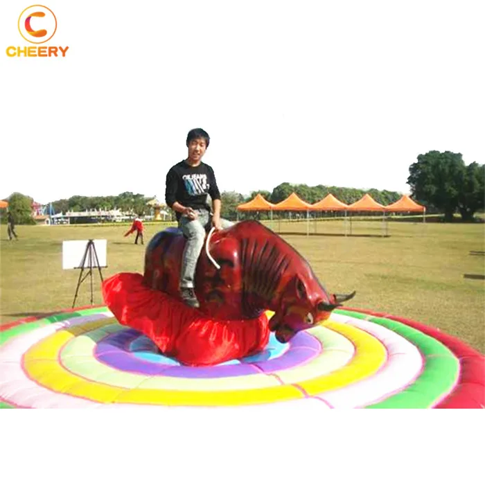 Crazy inflatable ride on animals outdoor playground bull riding inflatable mechanical rodeo bull ride