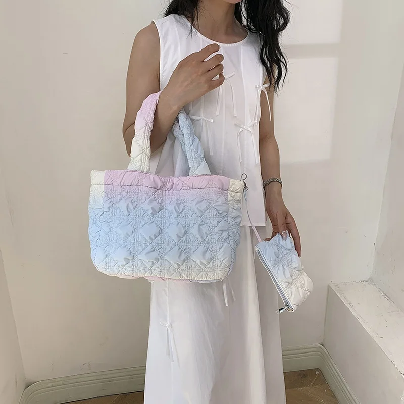 WB117 2024 new arrive Wholesale Bubble Fold Pink Gradient Cloud Shoulder Crossbody Bag Dumpling Underarm Bag Cosmetic Bags For