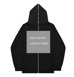 Manufactory Direct Black Pullover Custom 3D Puff Printing Full Face Zip Up Men Hoodie