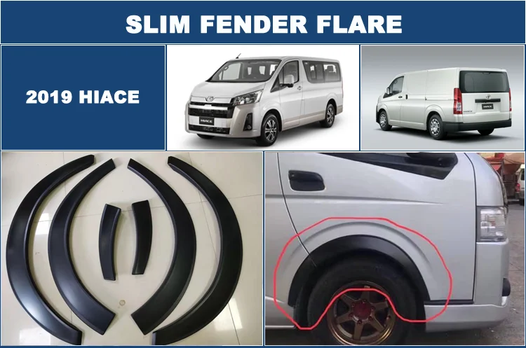 Custom Car Accessories Wheel Arch Eyebrow ABS Slim Fender Flare Auto Fender Parts For 2019 Hiace