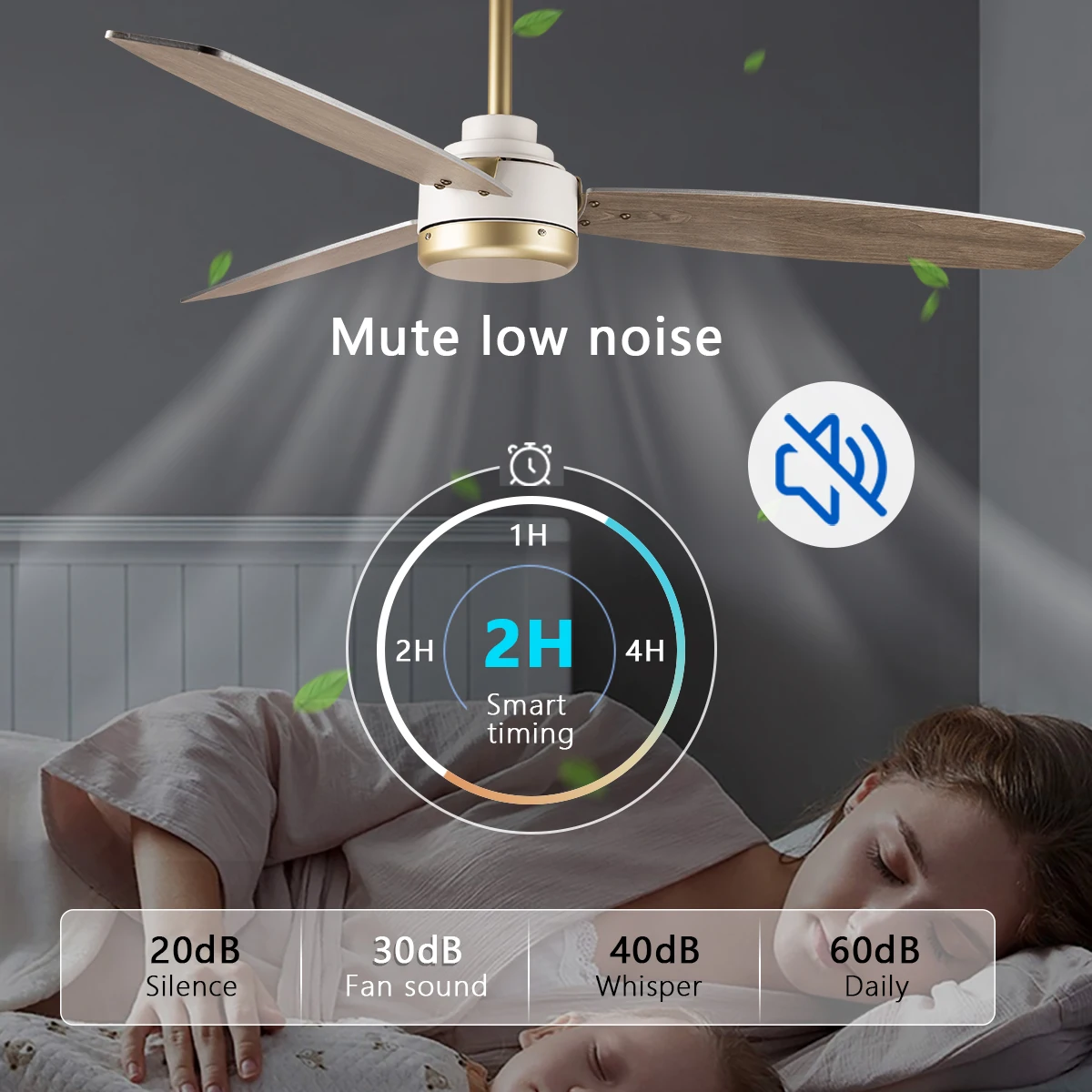 Modern AC100-240V Ceiling Fans Timber Designer Golden Ceiling Fan DC Motor Remote Control