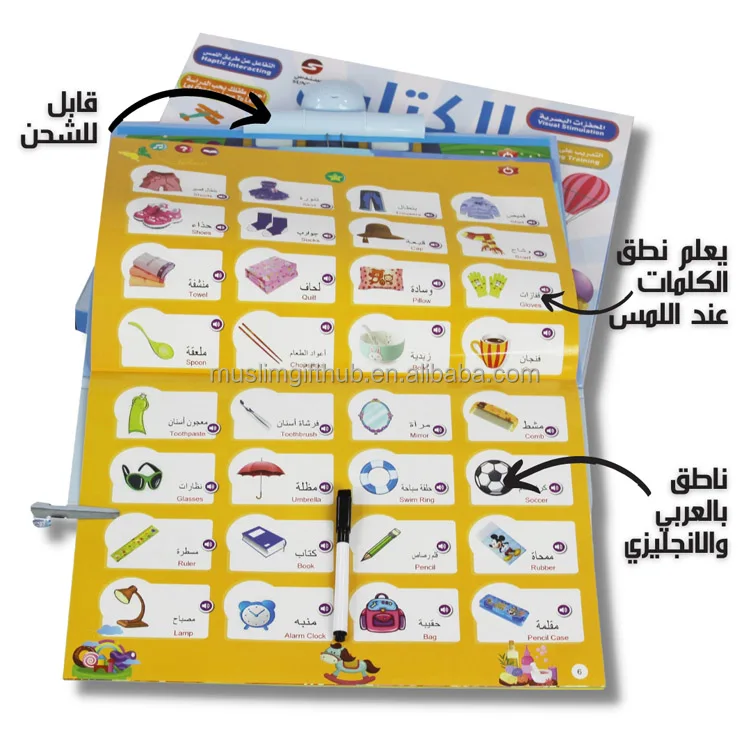 Kids Educational Toys Animal Alphabet Sound Wall Chart Poster Recording In Arabic Education