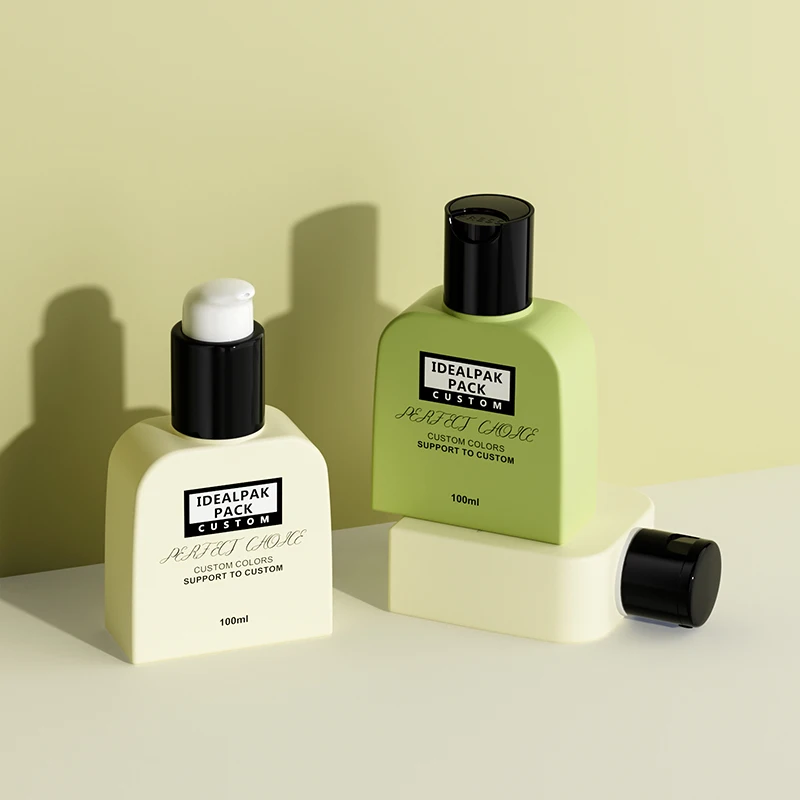 Luxury Skin Care Body Lotion Packaging Container 100ml Unique Shape PE Plastic Bottle