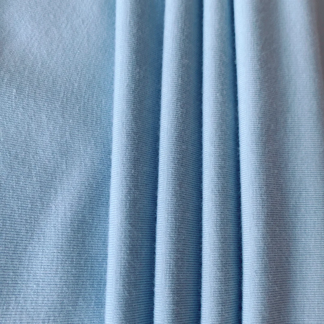 Eco-friendly OEKO-TEX 100 certified 95%bamboo 5%spandex 32s+40d 220gsm plain dyed knit jersey fabric for garments bedding