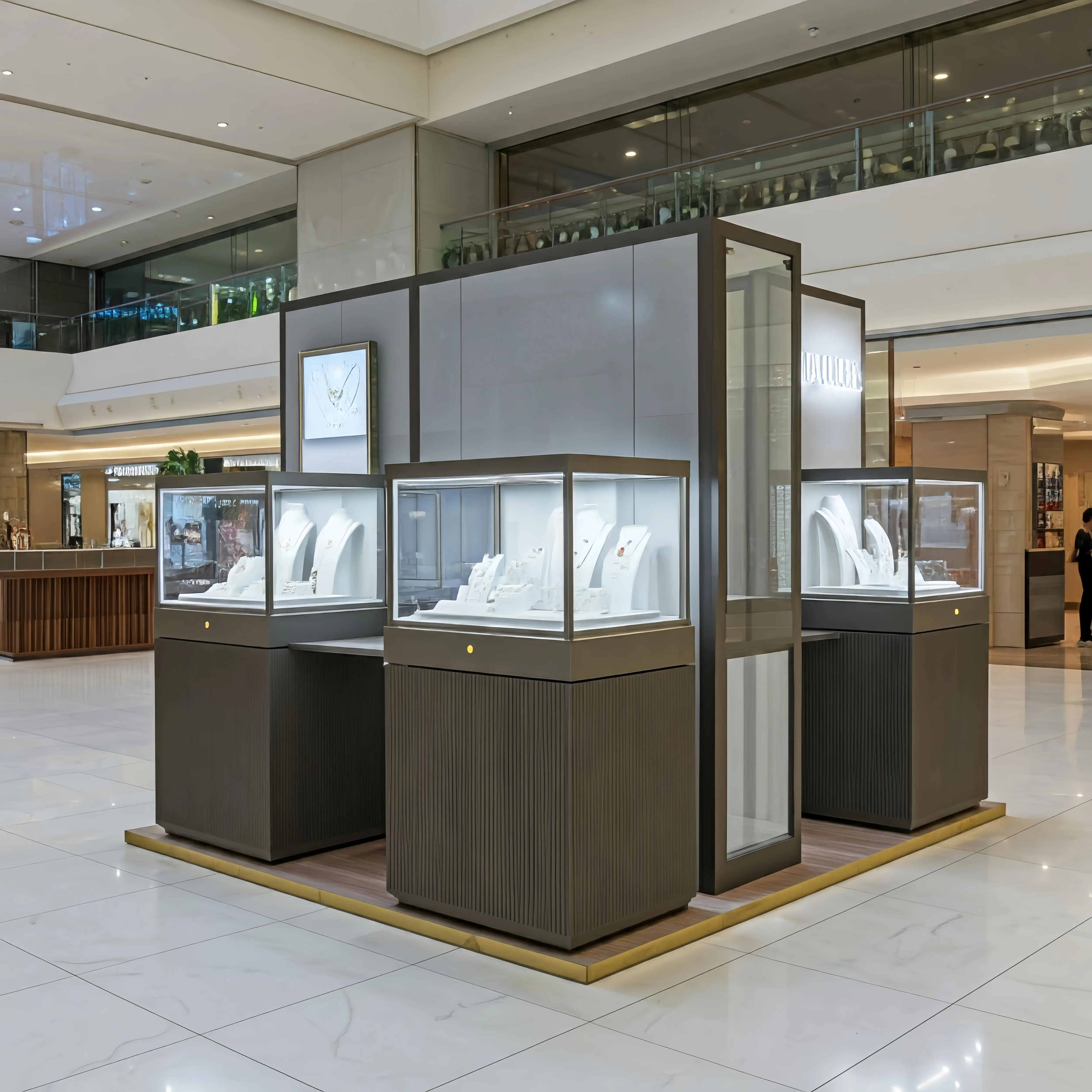 SUNDO luxury Diamond Jewelry brand counters custom logo material jewelry kiosk Fine Jewellery Display Area exhibitions booth