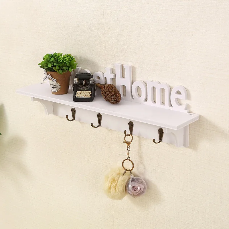 Pastoral Style English Letter Wall Hanging Flower Shelf Coat and Hat Rack with Elegant Wall Decoration Partition