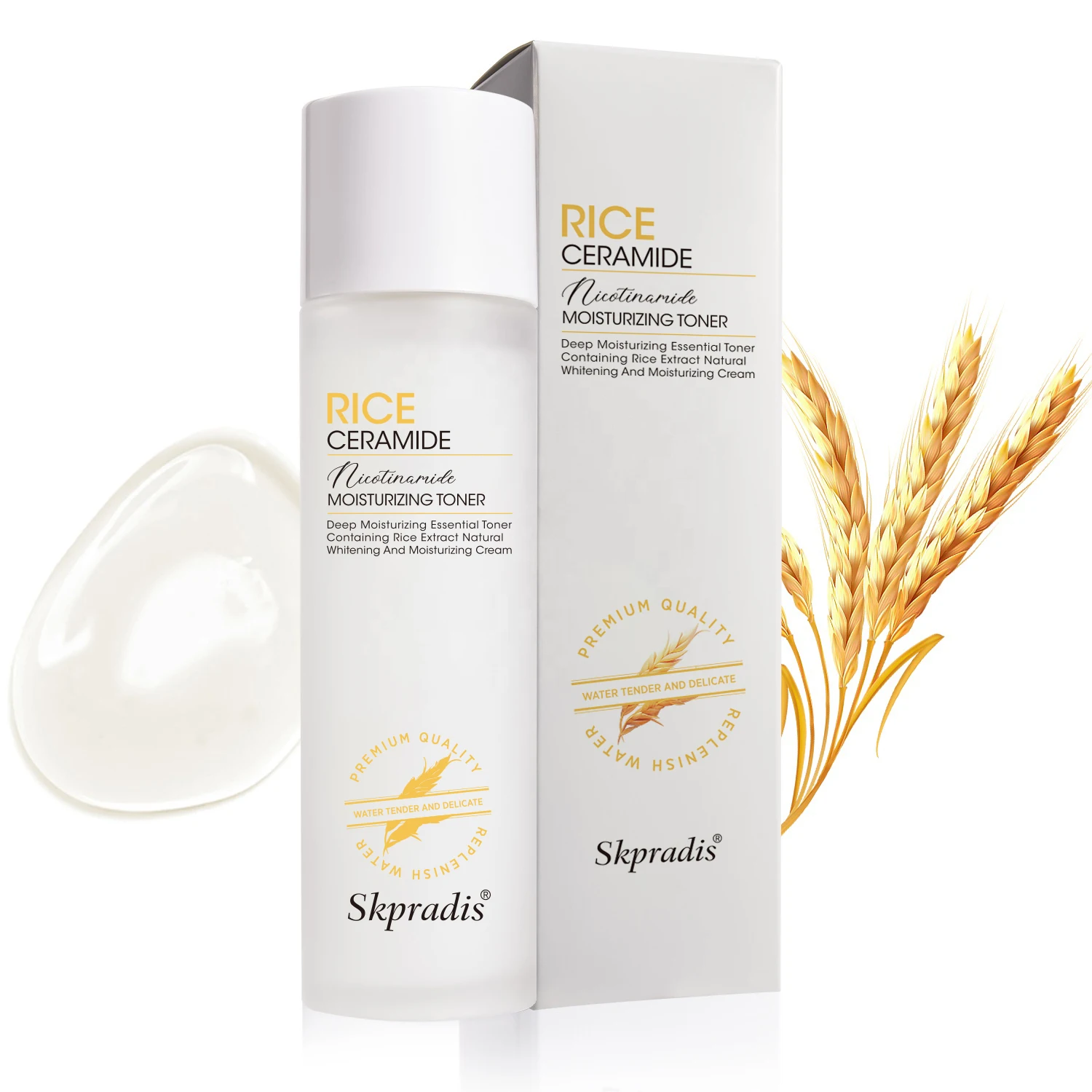 Rice Toner Pure Natural Cruelty Free Niacinamide Ceramide Glow Essential Face Moisturizer Lotion for All Skin Types Facial Toner