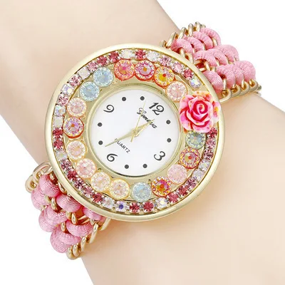 2021 Unique Flowers Design Geneva Quartz Watches For Women Factory Customize Custom Ladies Watch Wholesale