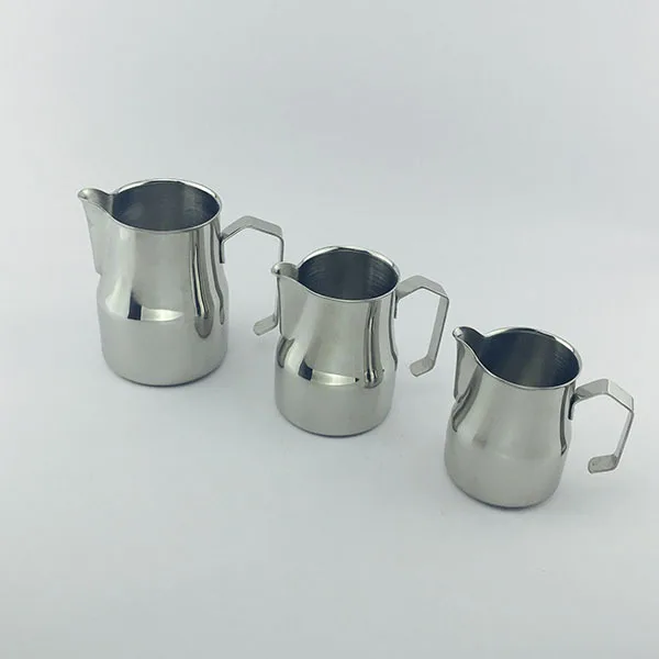 custom logo espresso tools special shape silver milk foaming jug Coffee Barista Frother Milk Pitcher Jug