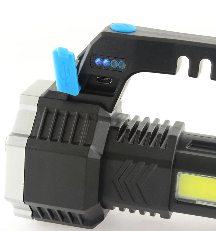 7 LED+COB ABS plastic portable hand light Electric show LED strong rechargeable hand lamp flashlight torch for camping