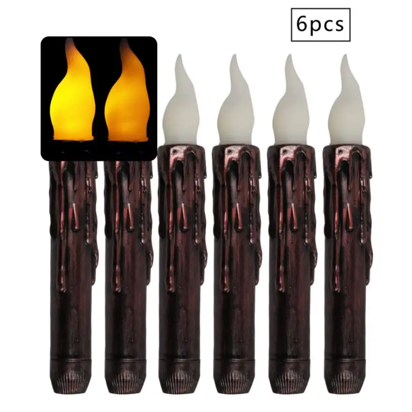
Hot Sale 12pcs/box Home Decoration LED Candle Halloween Decoration Party Cone Electronic Long Candle 