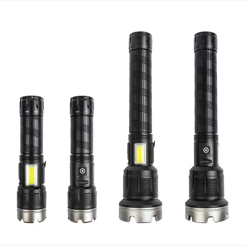 LED Flashlight with Side COB Floodlight 7 Modes USB Rechargeable Torch XHP90 XHP70 Tactical Flashlight 26650/18650 battery