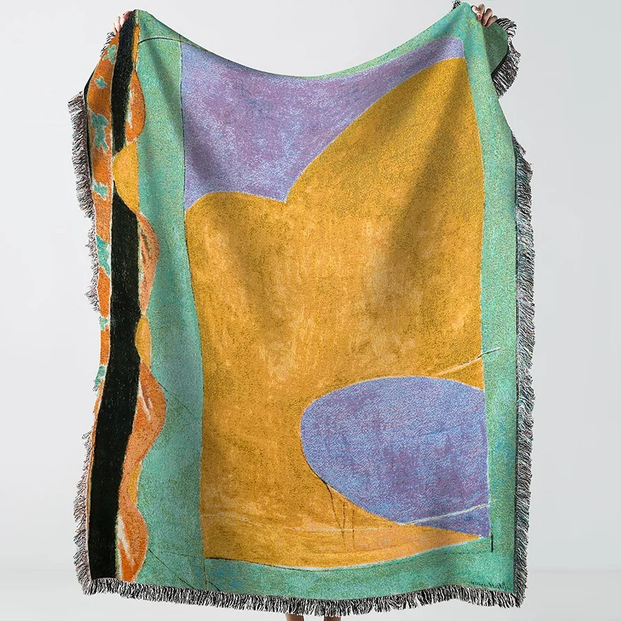 Home textiles custom gourd oil painting design Jacquard Tapestry Woven Throw Blanket with Factory Price