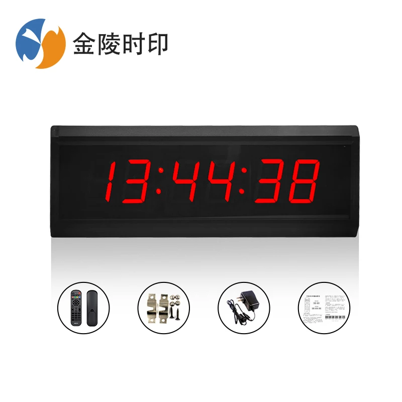 [Jinling shiyin]1.8' 6Red Led Count Down Lap Timer with 12/24H Electronic Digital Led Wall Clock