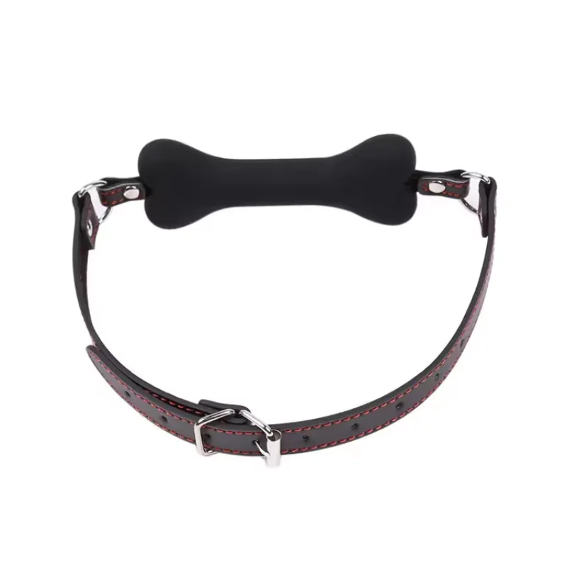 Hot Selling Bondage Silicone Leather Dog Bones Gag Mouth Pet Bone Bite Ball Gag Fetish Slave Restraints Sex Toy For Adult Couple