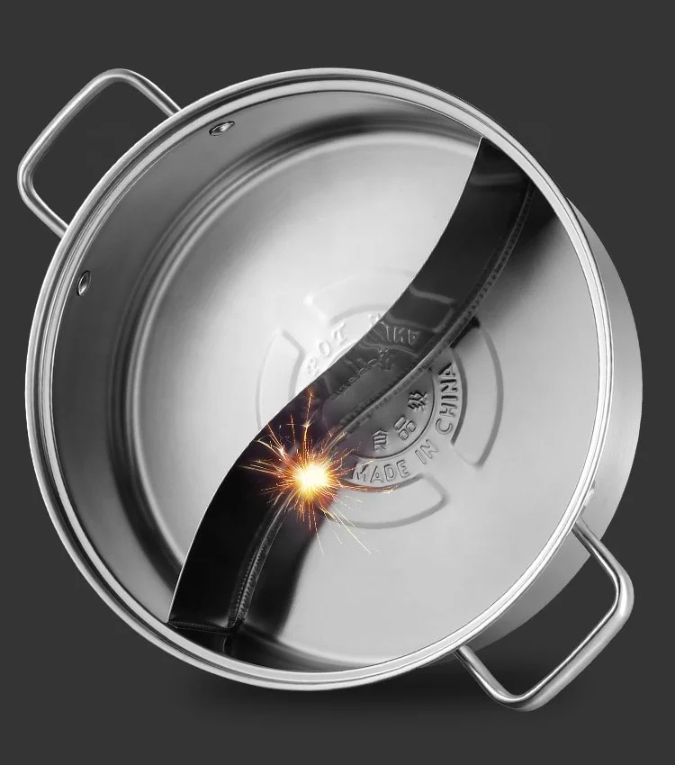 Hotpot two flavors stainless steel 32cm pot with divider from China