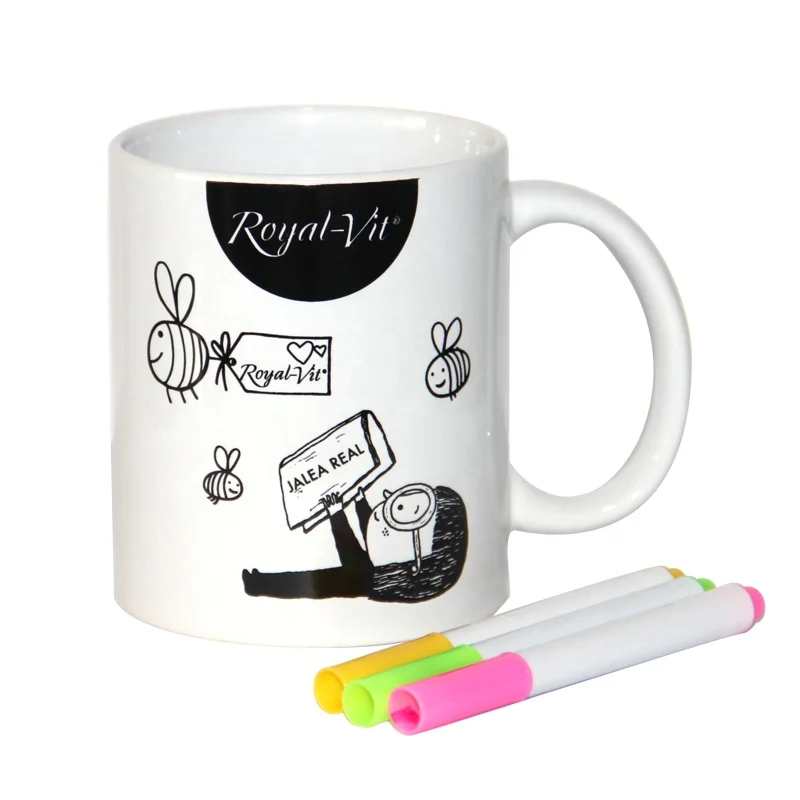 Custom Marker Pen Drawing Ceramic Coffee Mug 330ML Color Changing Ceramic Cup For Promotion Gift mug