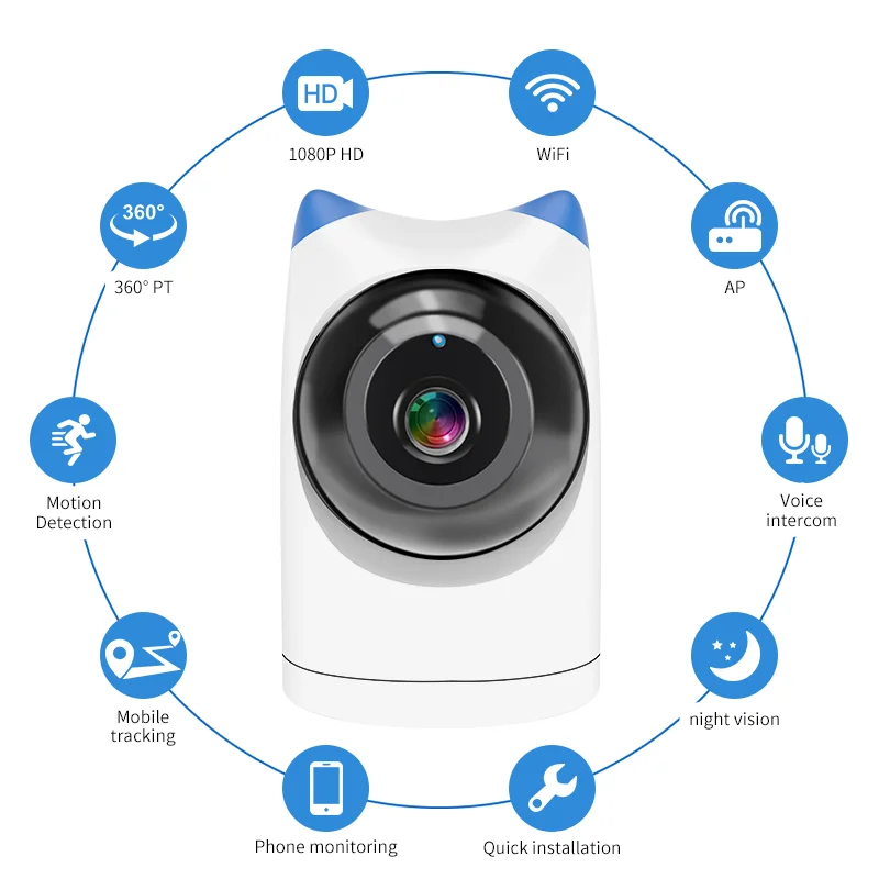 1080P Smart Mini Camera Wifi Night Vision Two-way Voice Baby CCTV Camera Wireless Security Motion Detection Network Camera